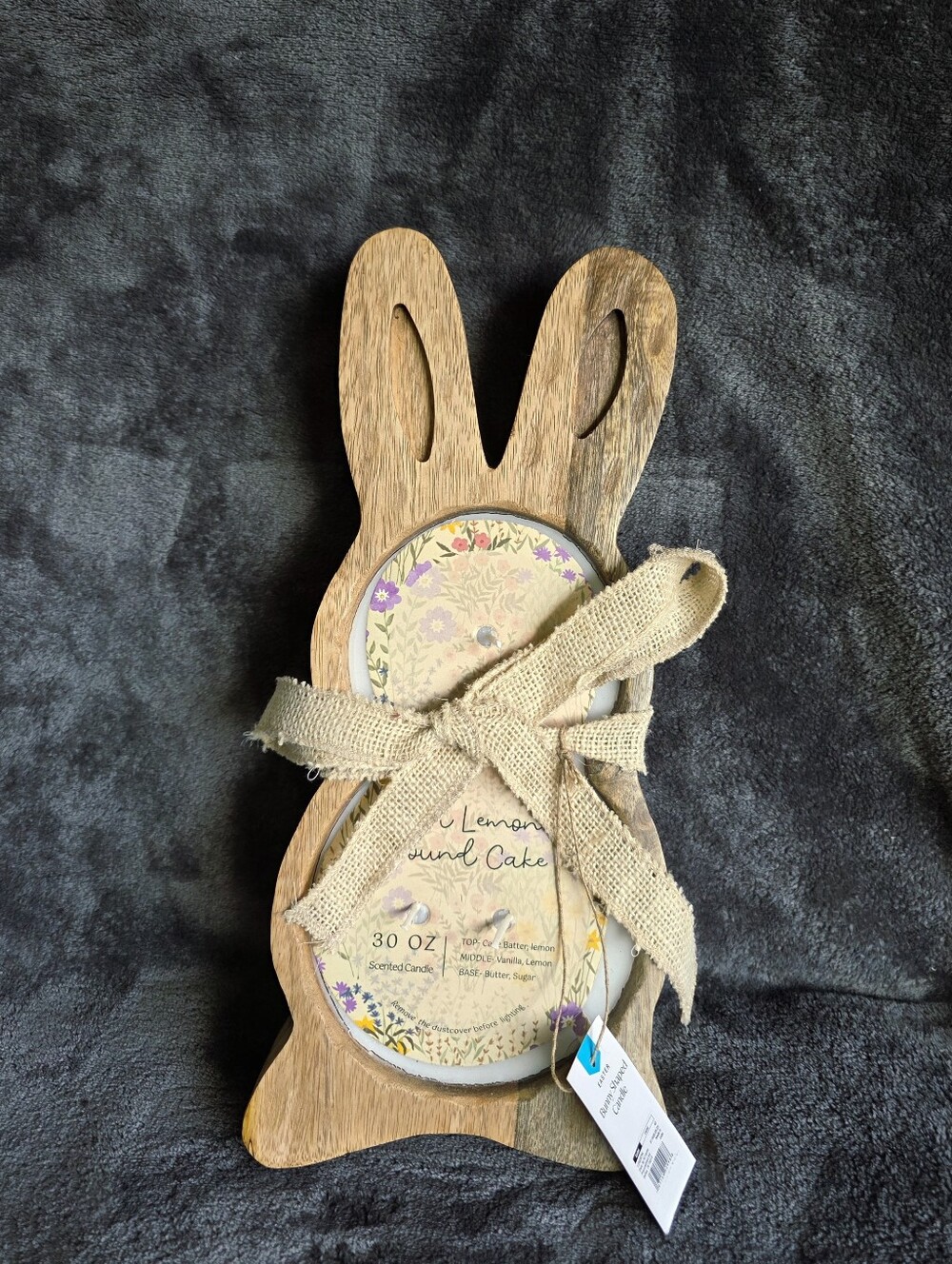 New Easter 2026 Iced Lemon Scented Bunny Dough wooden Bowl large Candle, 30oz
